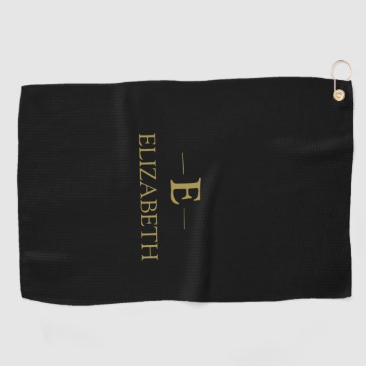 Zwart & Goud Monogram Golf Handdoek (Horizontaal)