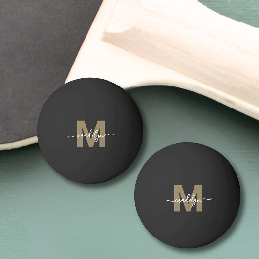 Zwart Goud Monogram Initiaal Naam Pingpongballen