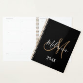 Zwart Goud Monogram initialen naam modern 2024 Planner (Display)
