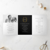 Zwart goud monogram krans verhaal & programma brui (Binnen)