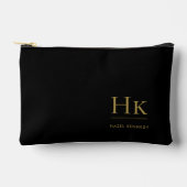 Zwart Goud Monogram Modern Minimalistisch Elegant Etui (Voorkant)