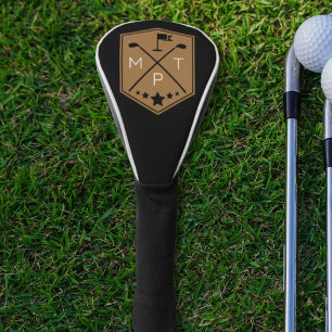  Zwart Goud Monogram Naam Gepersonaliseerd Golfheadcover