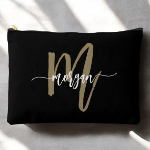 Zwart Goud Monogram Naam Meisje Script Etui