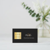 Zwart goud monogram QR code logo Visitekaartje (Staand voorkant)