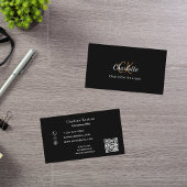 Zwart goud monogram QR code Visitekaartje