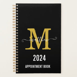 Zwart & Goud Monogram Script Afsprakenboek Planner