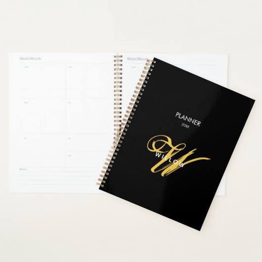 Zwart Goud Monogram Script Calendar Planner