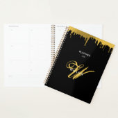 Zwart Goud Monogram Script Kalender Planner (Display)