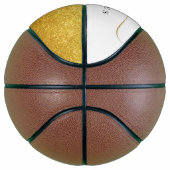 Zwart Goud Monogram Script Naam Basketbal (Rechts)