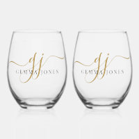 Zwart Goud Monogram Script Naam