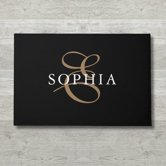 Zwart goud monogrammen gepersonaliseerd deurmat