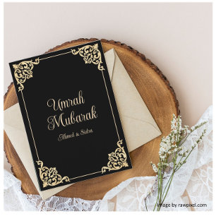 Zwart Goud Moslim Umrah Mubarak Wenskaart Kaart