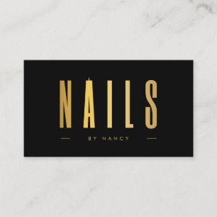 Zwart & Goud Nail Artist Nagels Minimalistisch Visitekaartje