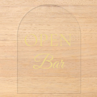Zwart & Goud Nep Folie Gebogen Acryl Open Bar Bord Uitnodigingen