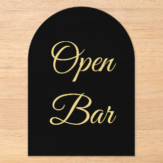 Zwart & Goud Nep Folie Gebogen Acryl Open Bar Bord Uitnodigingen