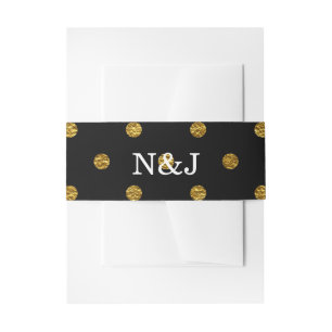 Zwart & Goud Nep Folie Stippen Moderne Glamour Uitnodigingen Wikkel