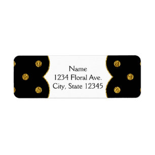 Zwart & Goud Nepfolie Stippen Adreslabels Etiket