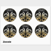 Zwart/Goud New Years Eve Masquerade Envelope Seal Ronde Sticker (Vel)