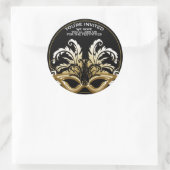 Zwart/Goud New Years Eve Masquerade Envelope Seal Ronde Sticker (Tas)