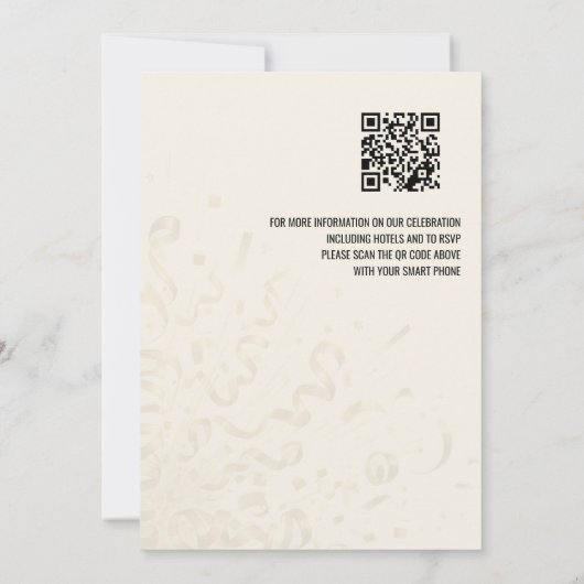 Zwart & Goud New Years Eve QR bruiloft uitnodiging (Achterkant)