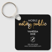 Zwart & Goud Notaris QR Code Logo Business Square Sleutelhanger (Voorkant)