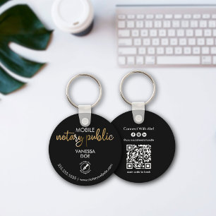Zwart & Goud Notaris QR Code Logo Zakelijke Promo Sleutelhanger