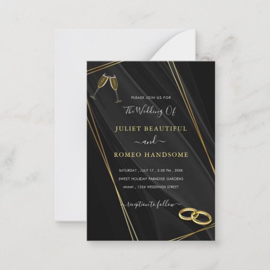 Zwart goud omlijst uw bruiloft uitnodiging Sjabloo (Voorkant)