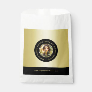 Zwart & goud ontwerp, Logo of foto in gouden cirke Bedankzakje