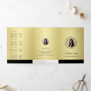 Zwart & goud ontwerp, Logo of foto, Prijslijst Drieluik Kaart