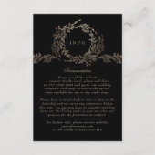 Zwart Goud op Ebony Botanische Monogram Bruiloft Informatiekaartje (Voorkant)