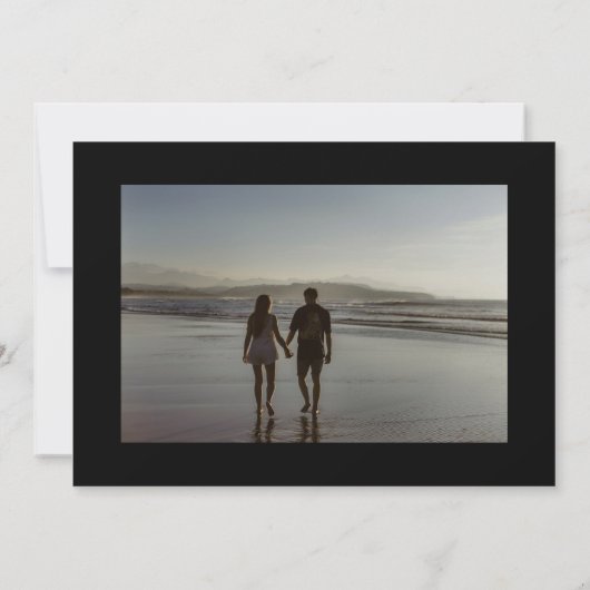 Zwart Goud op Ebony Botanische Monogram Bruiloft Save The Date (Achterkant)