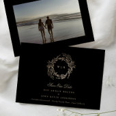 Zwart Goud op Ebony Botanische Monogram Bruiloft Save The Date