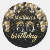 Zwart goud op maat 60e verjaardag ronde sticker (Voorkant)