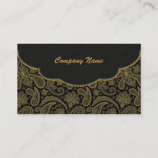 Zwart & Goud  Paisley Pattern Visitekaartje (Voorkant)