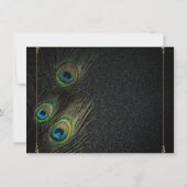 Zwart Goud Peacock Bruiloft Kaart (Achterkant)