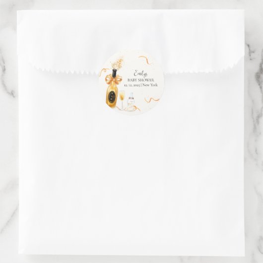 Zwart Goud Poppin Flessen Champagne Baby shower Ronde Sticker (Tas)
