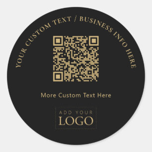 Zwart & Goud Promotionele Zakelijke Logo QR Code Ronde Sticker