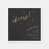 Zwart Goud Proost 40e 50e 60e Verjaardagsfeestje Servet (Voorkant)