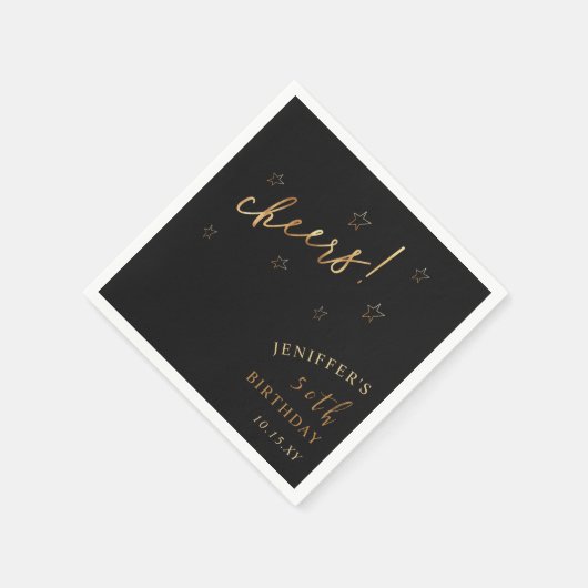 Zwart Goud Proost 40e 50e 60e Verjaardagsfeestje Servet (Hoek)