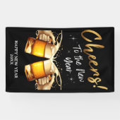 Zwart & Goud Proost op New Years Eve Party 2024 Spandoek (Horizontaal)