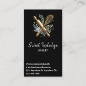 Zwart Goud QR Code Baking Utensil Bakery Visitekaartje (Voorkant)
