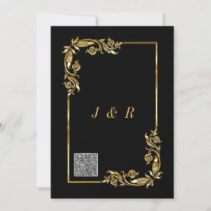 Zwart Goud QR Code bruiloft uitnodiging voorbeeld