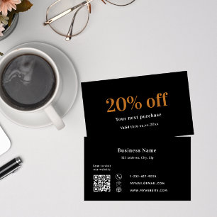 Zwart goud qr code business kortingskaartje