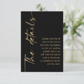 Zwart Goud QR Code Kalligrafie Wedding Details Informatiekaartje (Staand voorkant)