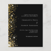 Zwart goud QR code RSVP budget bruiloft uitnodigin (Voorkant)