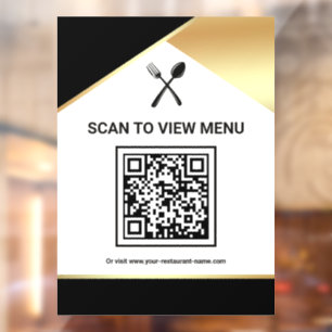 Zwart Goud Restaurant Digitaal QR Code Menu Raamsticker