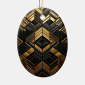 Zwart Goud Retro Keramisch Ornament (Achterkant)
