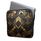Zwart Goud Retro Laptop Sleeve (Voorkant Links)