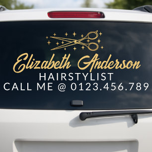Zwart & Goud Retro Typografie Kapsalon Auto Raamsticker