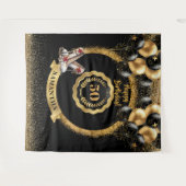 Zwart Goud Rood Glitter 50ste Verjaardag Party Sig Wandkleed (Voorkant (horizontaal))